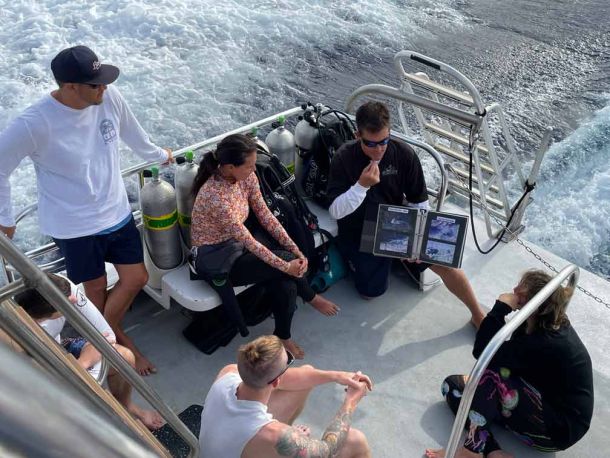Pre-dive briefing on the boat