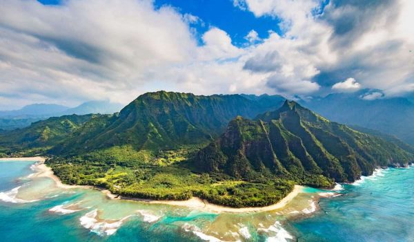 Island of Kauai from the air, painting an image of the best things to do in Kauai